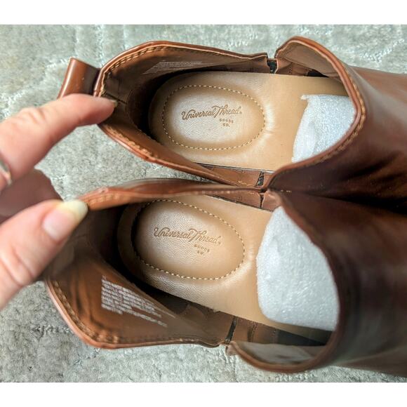 Universal Thread Nora Cut Out Ankle Booties Womens Size 11 dark cognac vegan - Picture 5 of 9